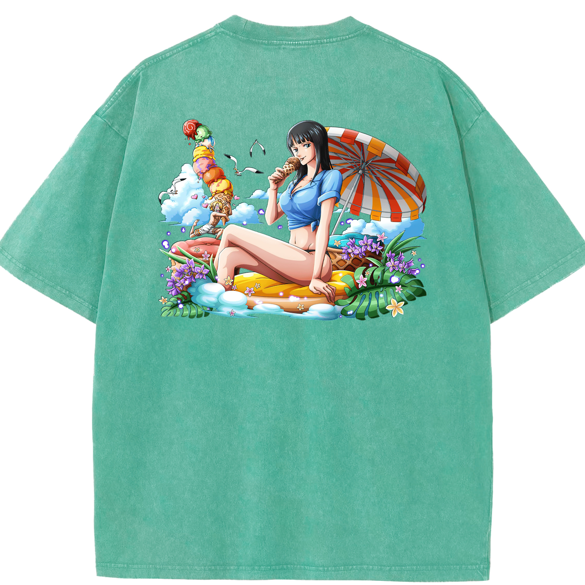 ワンピース ニコ・ロビン ONE PIECE Nico Robin 綿100% ヴィンテージ風 半袖Tシャツ（背面プリント）